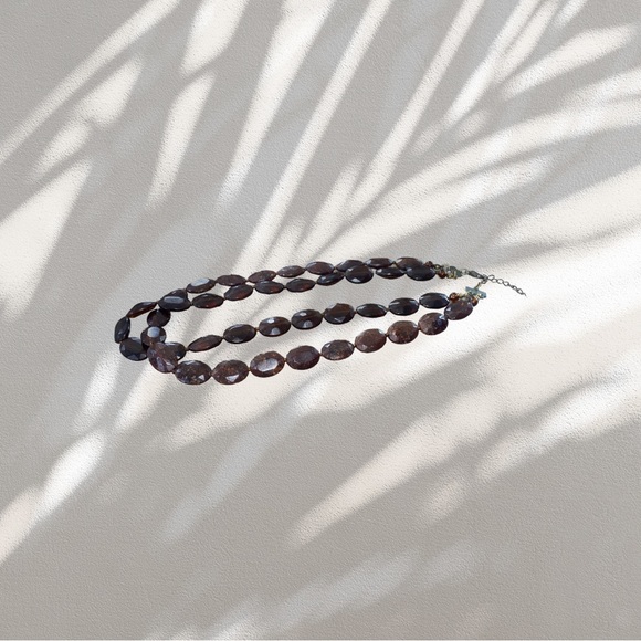 Vintage Brown faux jasper and amber stone (resin) two strand necklace. Gorgeous. - Picture 2 of 4